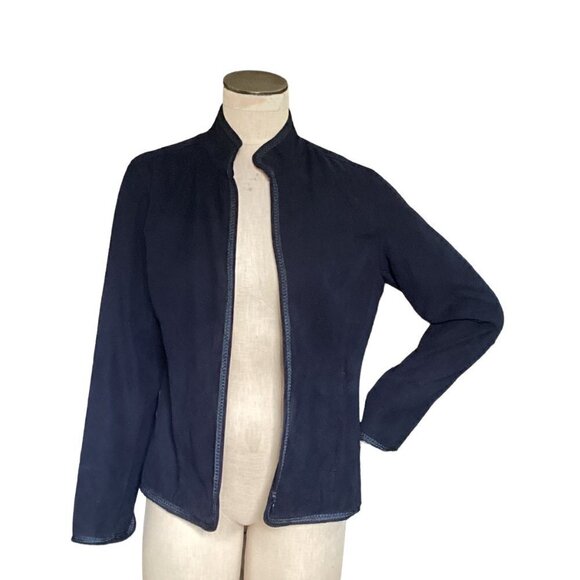 EP Pro Women's Full Zip Golf Jacket Faux Suede Embroidered Trim Sz M Blue #159M - Picture 4 of 9